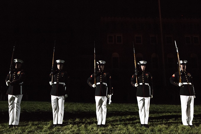 April 26, 2017. Evening parades are held as a means of honoring senior officials, distinguished citizens and supporters of the Marine Corps.